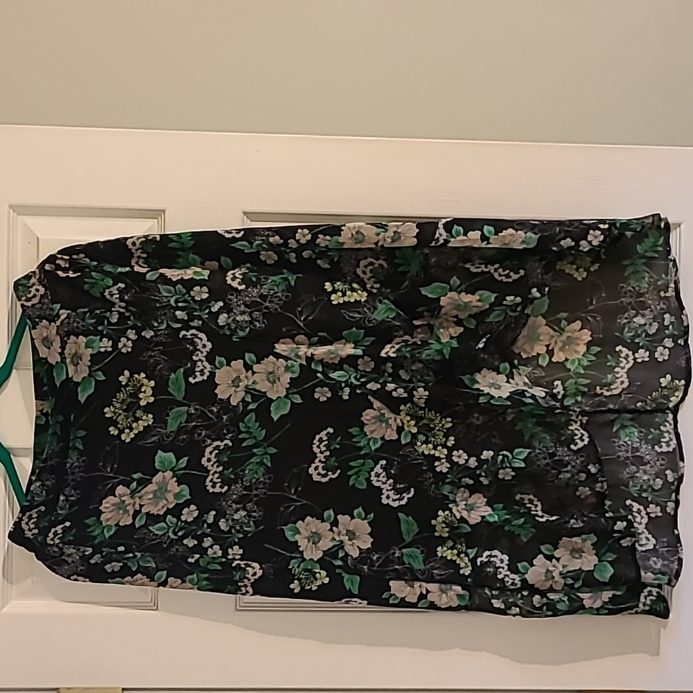 Green floral skirt